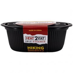 Heat 2 Eat Flameless Ration Self-Steamer with divider Black (Small oval) with 2 HeatStones