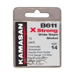 KAMASAN B611 BARBLESS WIDE GAPE NICKEL HOOKS