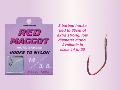 Drennan Red Maggot Hook to Nylon