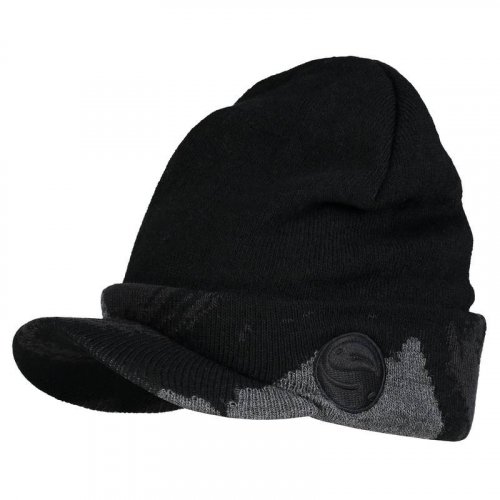 Guru Black Peaked Beanie