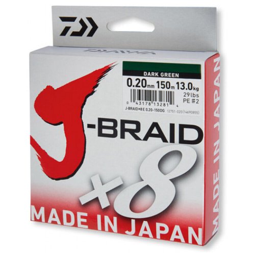 Daiwa J Braid 8 150m Dark Green